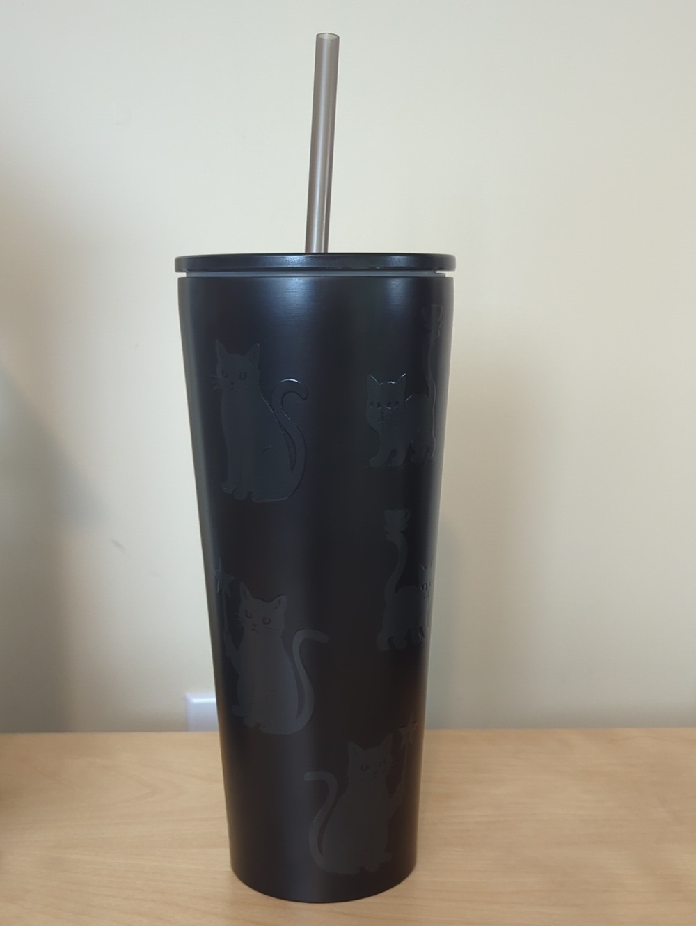 Starbucks glow In The Dark Black Cat Tumbler Brand New